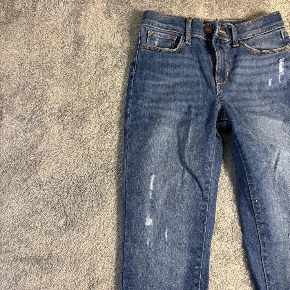 Old Navy High-Rise Rockstar Jeggings Girls 12 Distressed Blue Denim 360 Stretch